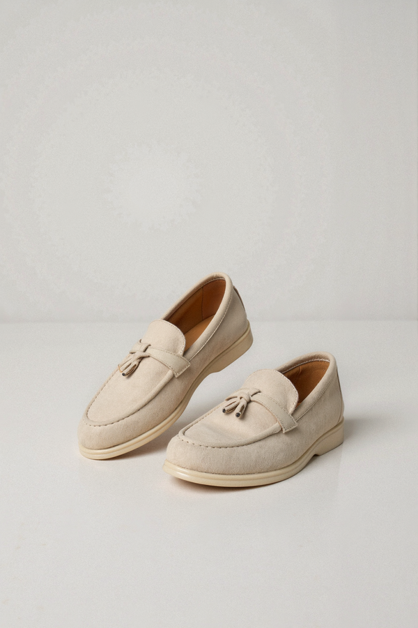 Men's Vegan Suede Loafers Decorative Tassels Slip-On Shoes